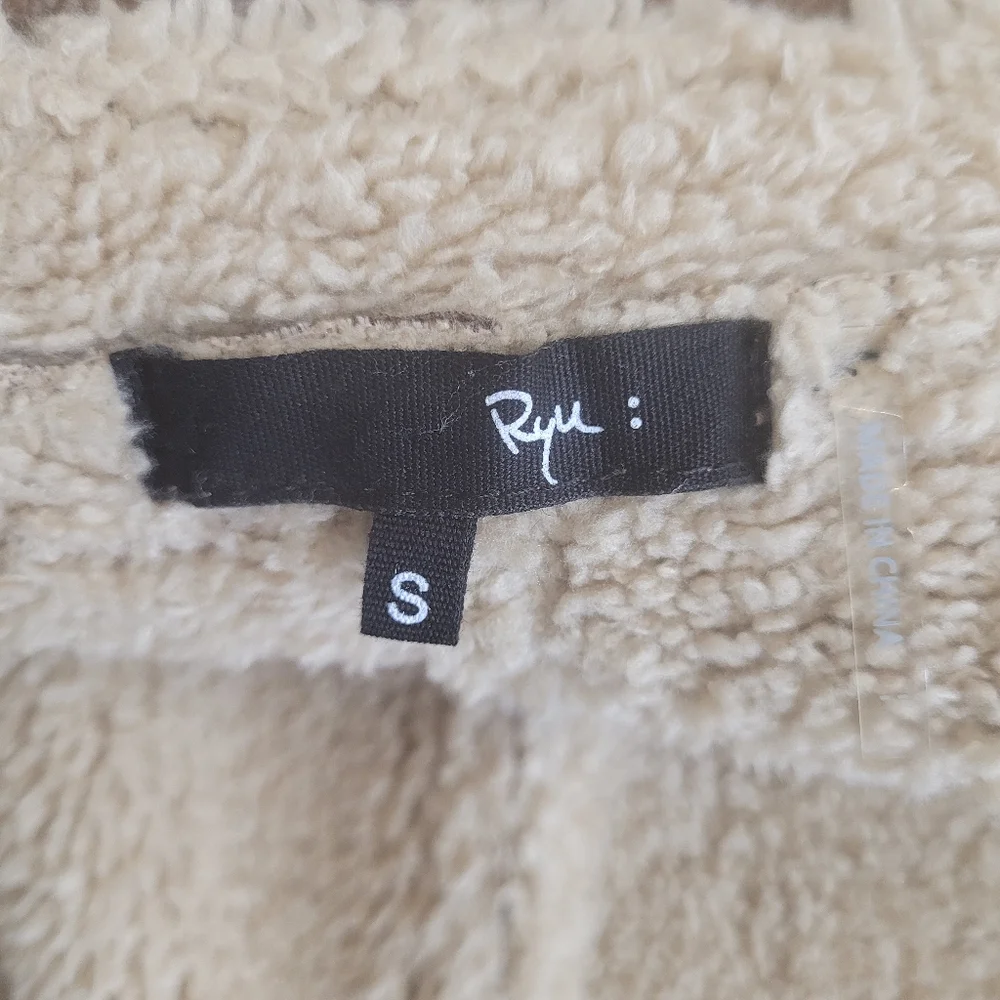 Ryu Anthropologie Faux Suede Sherpa Ruffled Vest size Small